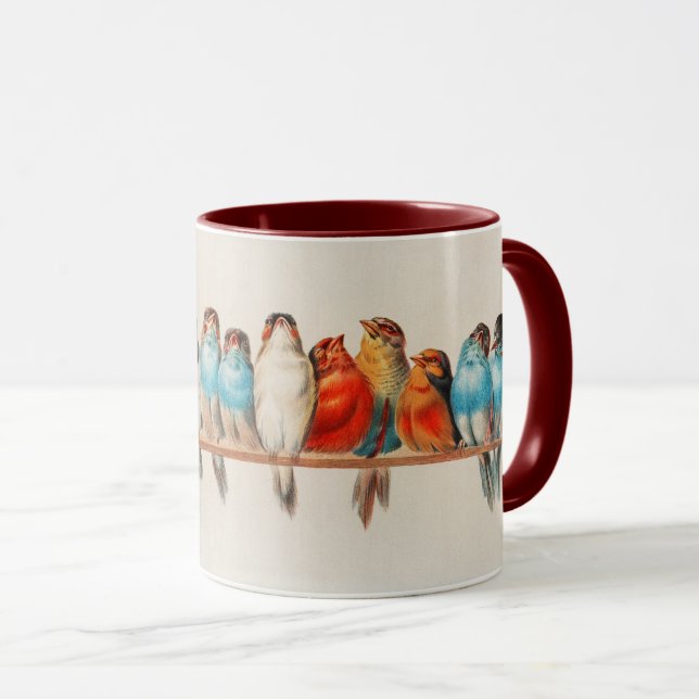 Taza Una percha de aves por la acuarela Hector Giacomel (Anverso derecho)