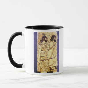 Taza Una placa que representa caminar de dos hombres
