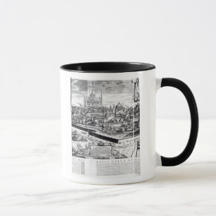 Taza Una sección de un mapa de Milano, 1640