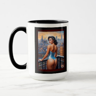 Taza Una vista Chica de Pin Up en Dusk AI Art de Xzendo