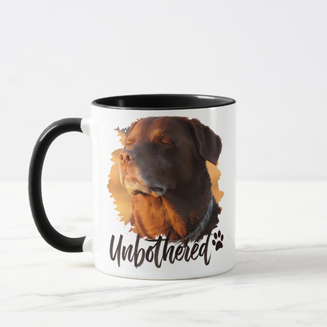 Taza Unbothered Golden Hour Dog – Premium Minimalist  (Izquierda)