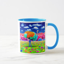 Taza Une autruche dans un paysage imaginaire.