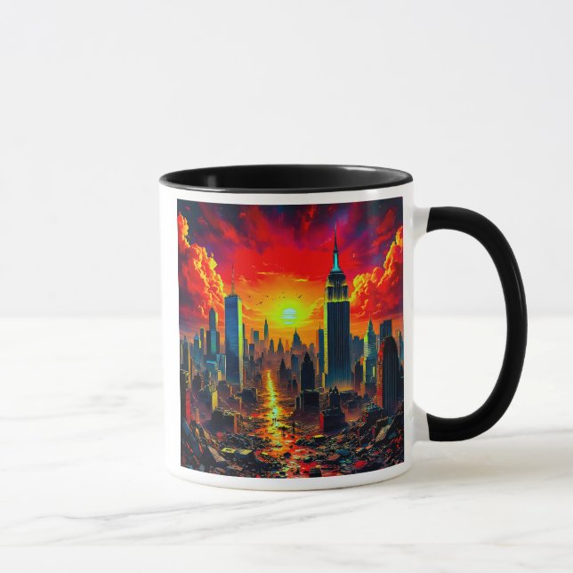 Taza Une cité futuriste sous un ciel en enflammé. (Derecha)