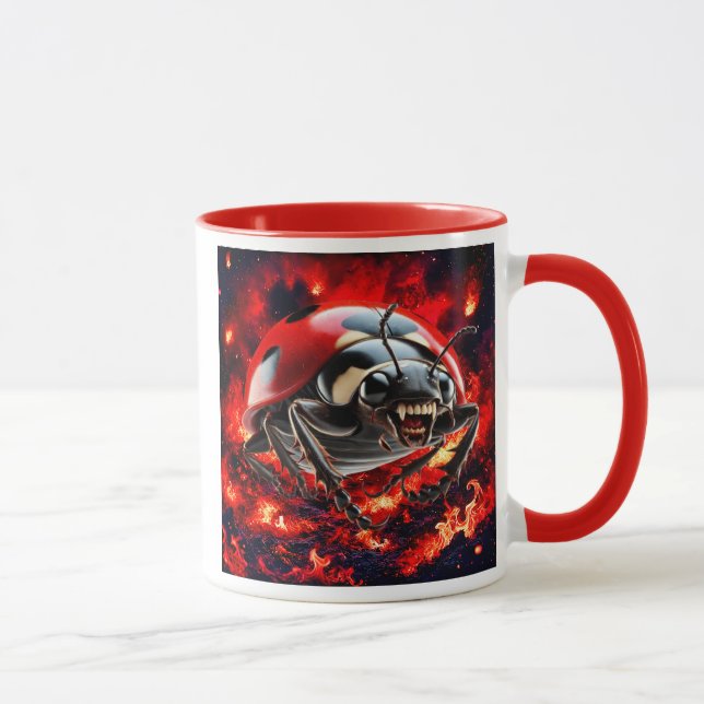 Taza Une coccinelle monstrueuse et terrifiante. (Derecha)