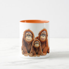 Taza Une famille d'orang-outan trop mignons.