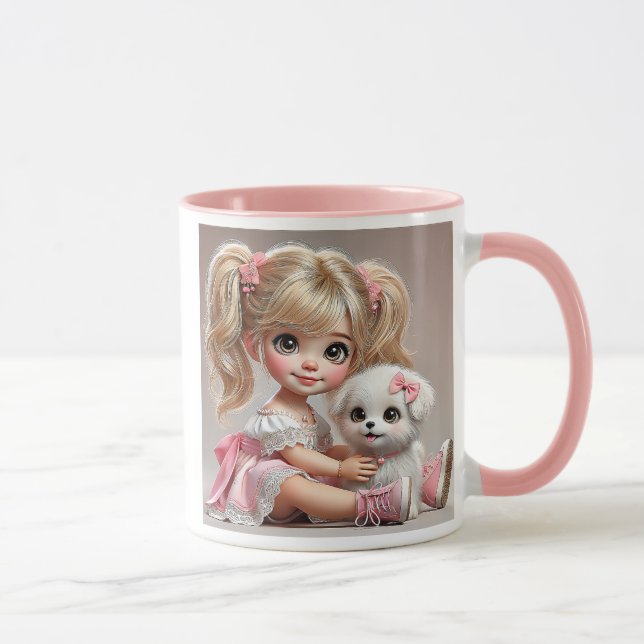 Taza Une fillette pétillante et son adorable chiot. (Derecha)
