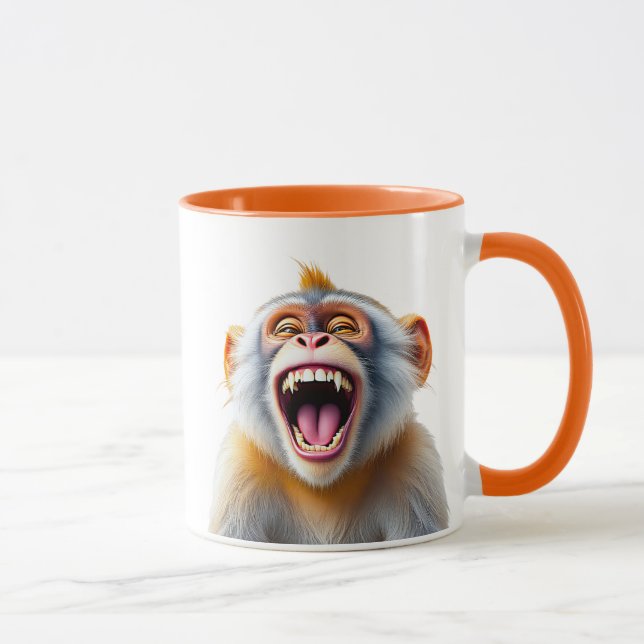 Taza Une Jolie image d’un singe qui rit aux éclats. (Derecha)