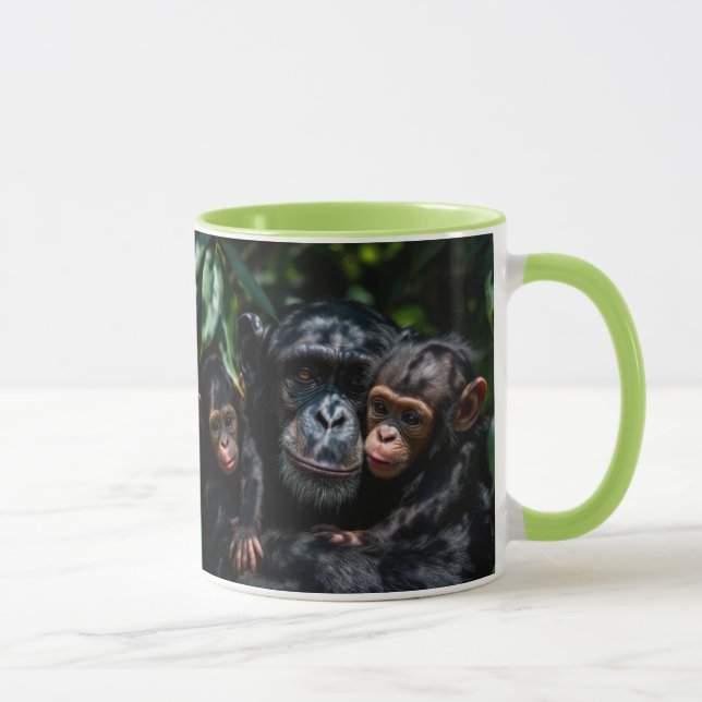 Taza Une maman singe aime sa famille. (Derecha)