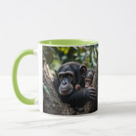 Taza Une maman singe veille sur bébé.