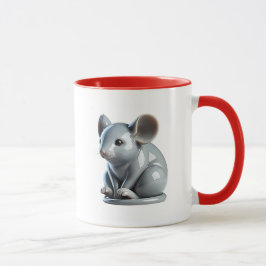 Taza Une petite souris grise à l'aspect 3D.