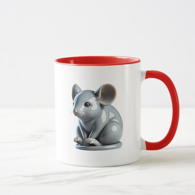 Taza Une petite souris grise à l'aspect 3D. (Derecha)