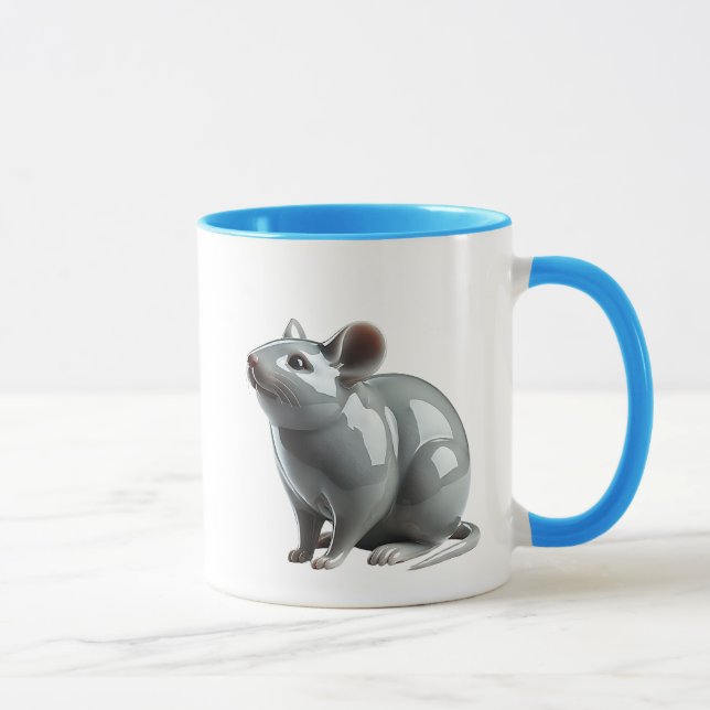 Taza Une souris en 3D hume des odeurs de nourritures. (Derecha)