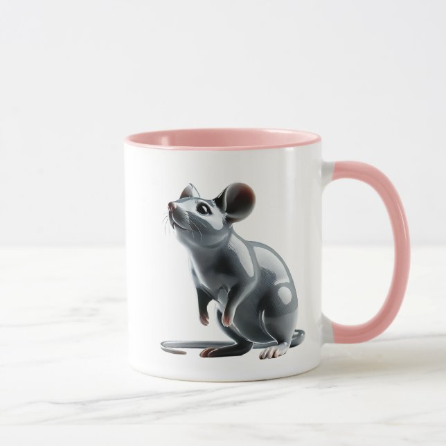 Taza Une souris mignonne en porcelaine avec reflets. (Derecha)