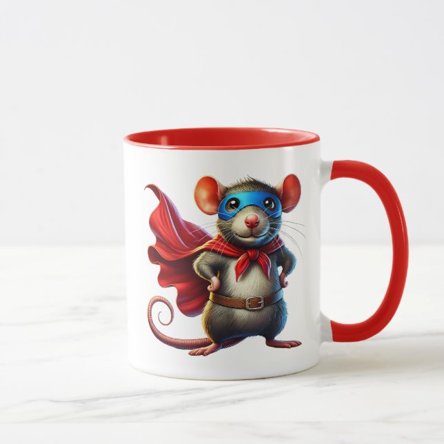 Taza Une souris super-héros intrépide. (Derecha)