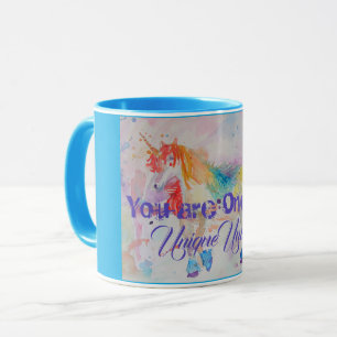 Taza unica unicornio Chicas de arte acuático