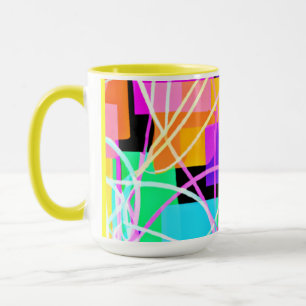 Taza Único Y Colorido Patrones De Neón Arte