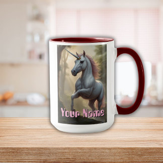 Taza Unicornio blanco personalizado en bosque