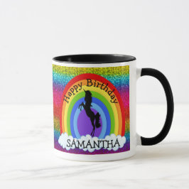 Taza unicornio cute feliz cumpleaños Purpurina arcoiris