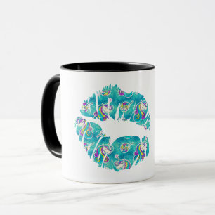 Taza UNICORNIO Labios de BESO metálicos con lámina iris