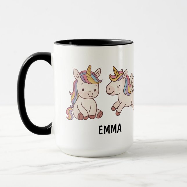 Taza Unicornio personalizado dibujado a mano Lindo (Izquierda)