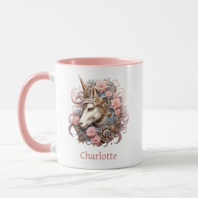 Taza Unicornio Rosa Personalizada Fancy  (Izquierda)