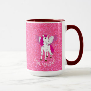 Taza Unicornio rosa purpurina