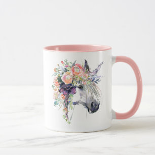 Taza Unicornio vestido con flores