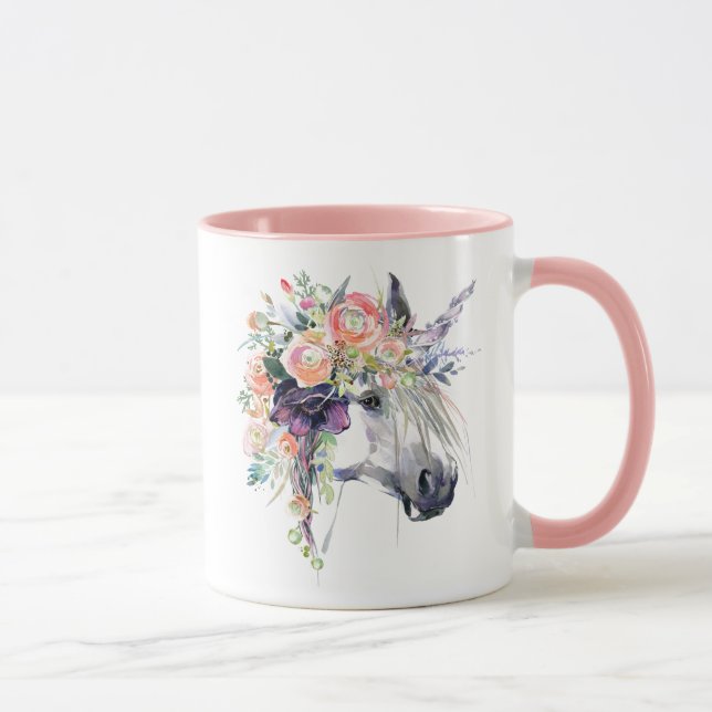 Taza Unicornio vestido con flores (Derecha)