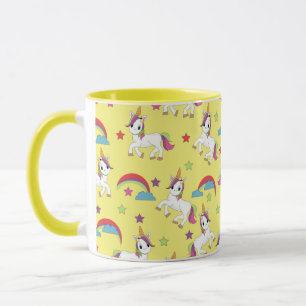 Taza Unicornios adornos amarillos