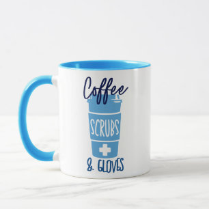 Taza Uniformes de enfermera Café y Guantes