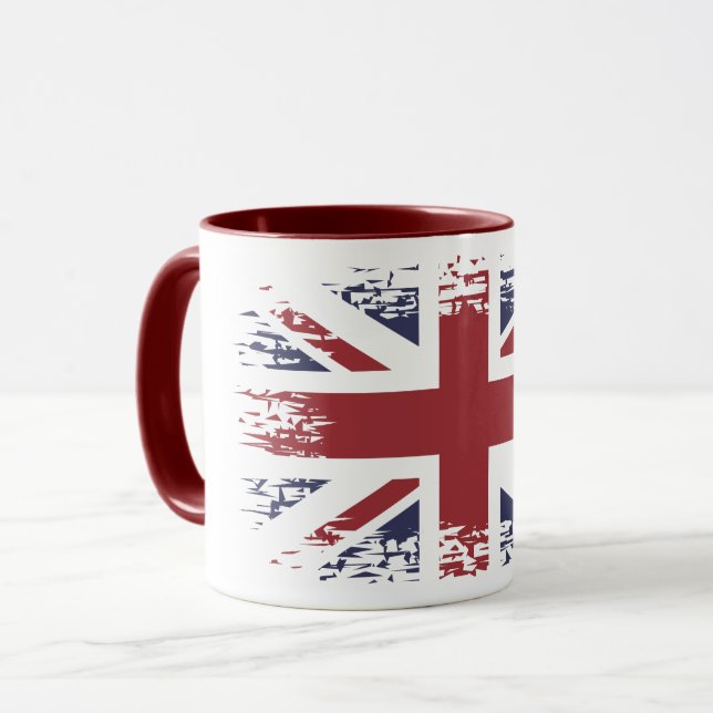 Taza Union Jack (bandera británica), estilo grunge (Anverso izquierdo)