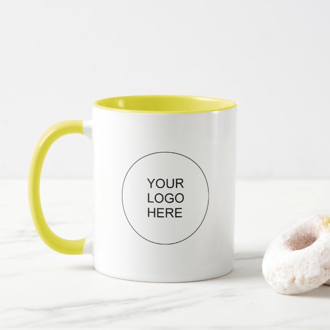 Taza Upload Your Own Logo Elegant Modern Promotional (Con donut)