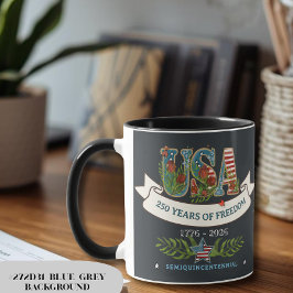 Taza US 250 Years of Freedom Custom Background Color