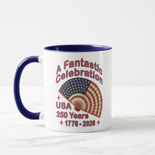 Taza USA 250 Years Patriotic Fan Design – 1776-2026  (Izquierda)