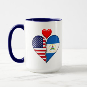 Taza USA Nicaragua Corazón banderas Orgullo Hispano