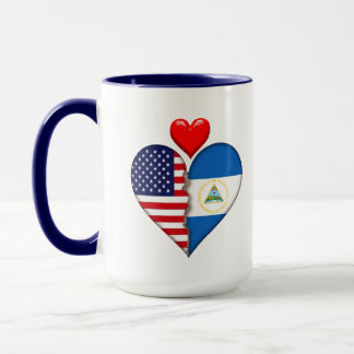 Taza USA Nicaragua Corazón banderas Orgullo Hispano