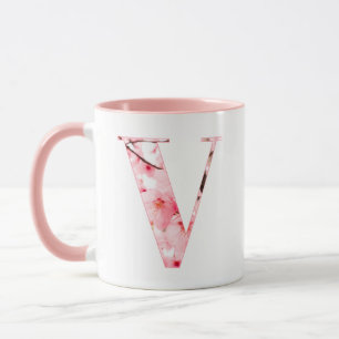 Taza V inicial floral   Nombre y características p