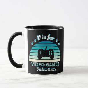 Taza V para Videojuegos No San Valentín - Gracioso Retr