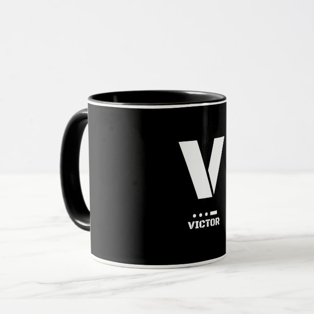 Taza V(Victor) Código fonético y de Morse de la OTAN (Anverso izquierdo)