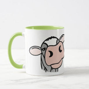 Taza vaca de dibujos animados negro blanco rosa beso gr