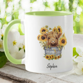 Taza Vaca de la Cuenca del Altiplano en Bucket Sunflowe
