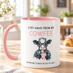 Taza Vaca Divertida Toca Mi Café, Te Daré Una Bofetada 
