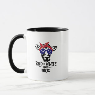 Taza Vaca patriótica roja y moro 4 de julio