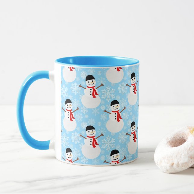 Taza Vacaciones de invierno de Navidades azules adorabl (Con donut)