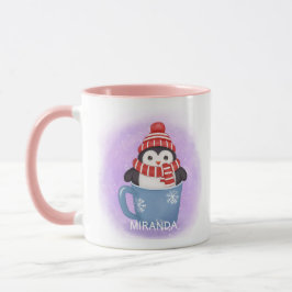 Taza Vacaciones de invierno de pingüino mate
