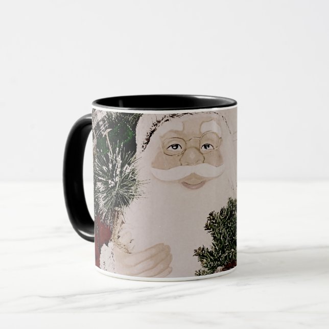 Taza Vacaciones de Navidades de retrato de Santa Claus (Anverso izquierdo)