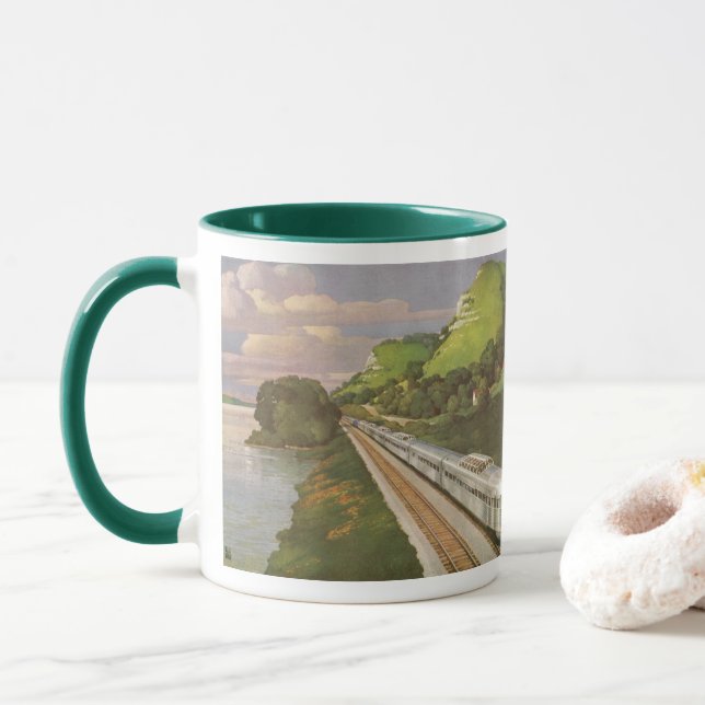 Taza Vacaciones en tren de cosecha, locomotoras en el c (Con donut)