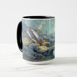 Taza Vacaciones estacionales de la escena de nieve en i