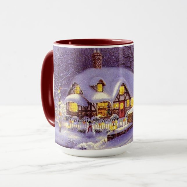 Taza Vacaciones estacionales de la escena de nieve en i (Anverso izquierdo)