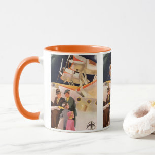Taza Vacaciones familiares vintage en hidroavión con hé